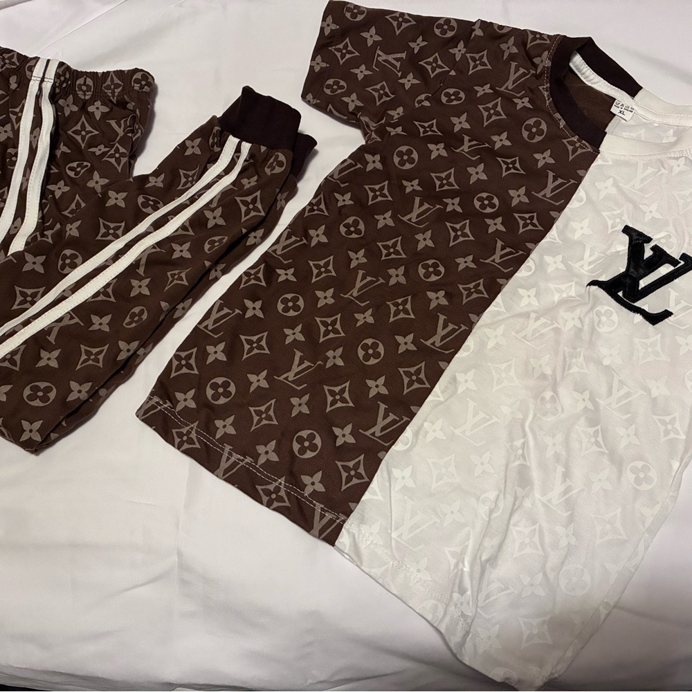 Kids Brown and White Designer Pajamas
